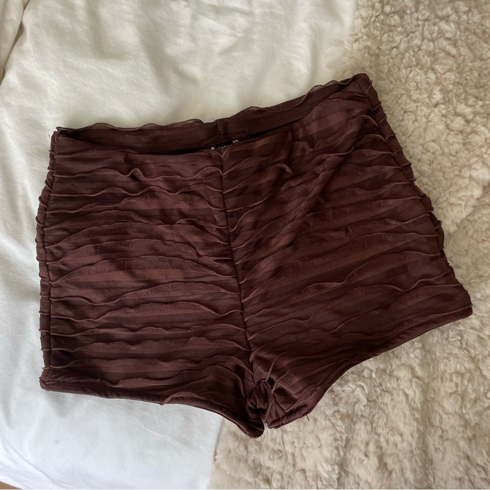 SHEIN Chocolate High Waist Textured Shorts